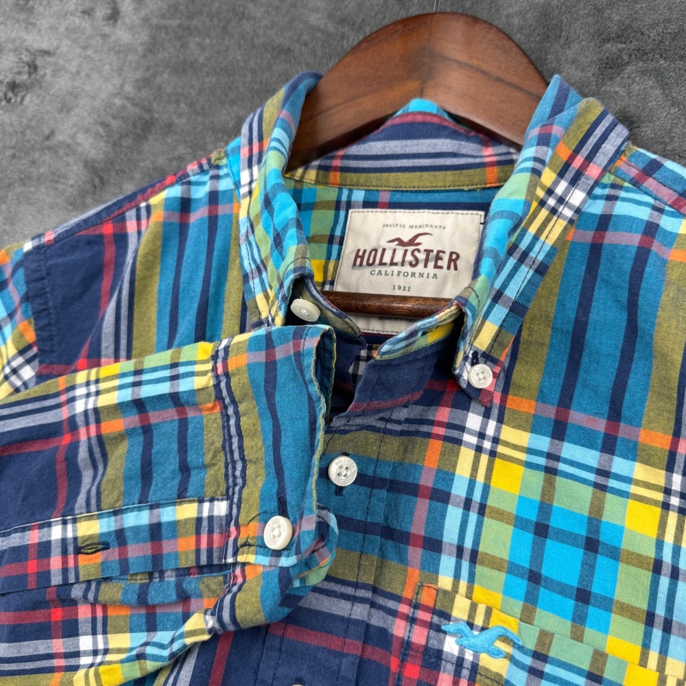 Vintage Hollister Plaid Button Down Shirt Mens XL Long Sleeve Multi-Color Y2K